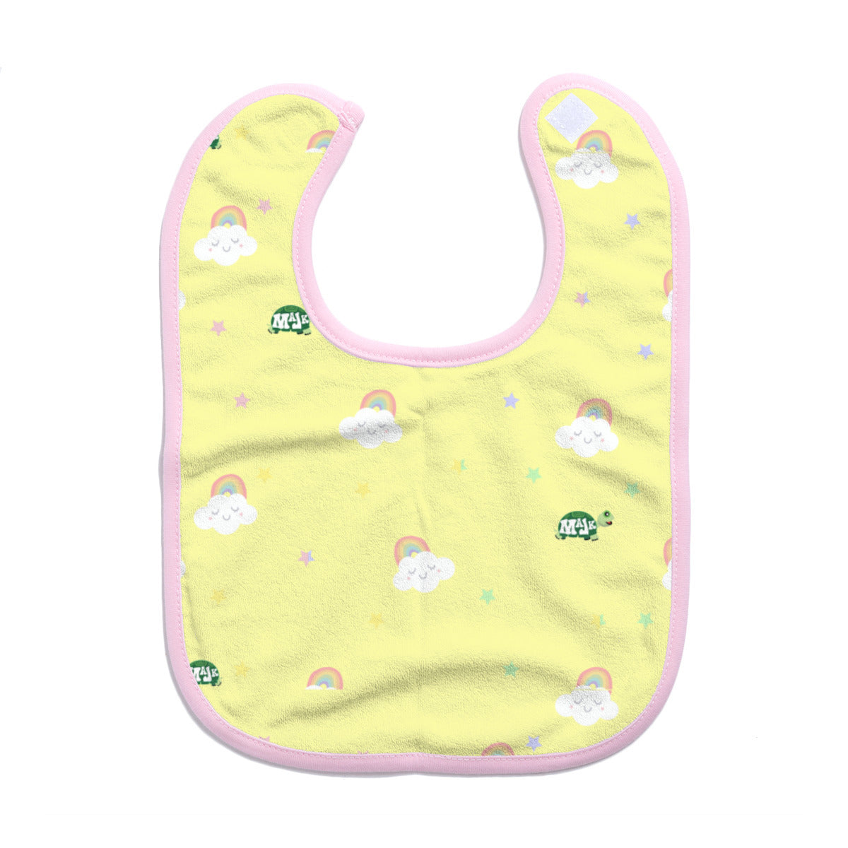 Cotton baby bib/ drooling Towel "Rainbow's & Smiles" (yellow)