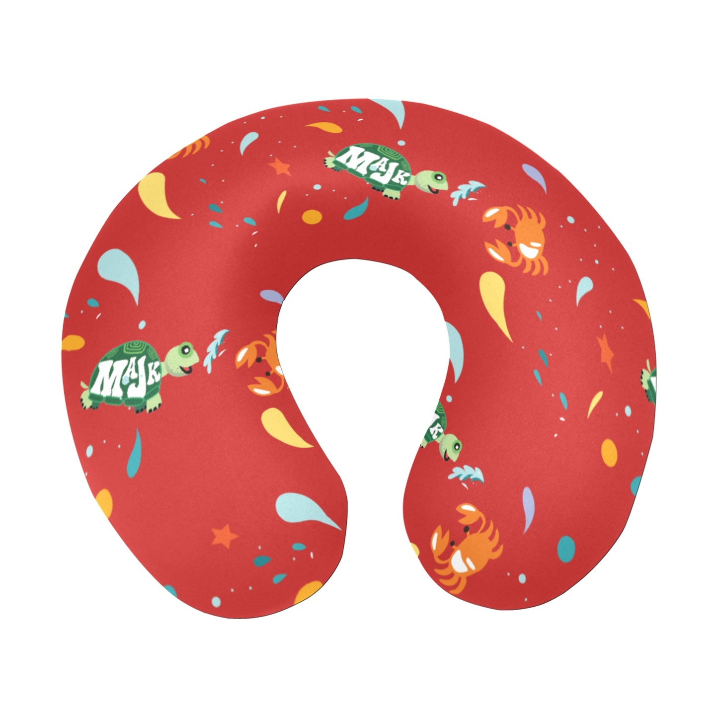 U-Shaped Travel Neck Pillow "Surfs Up" pattern (Red)