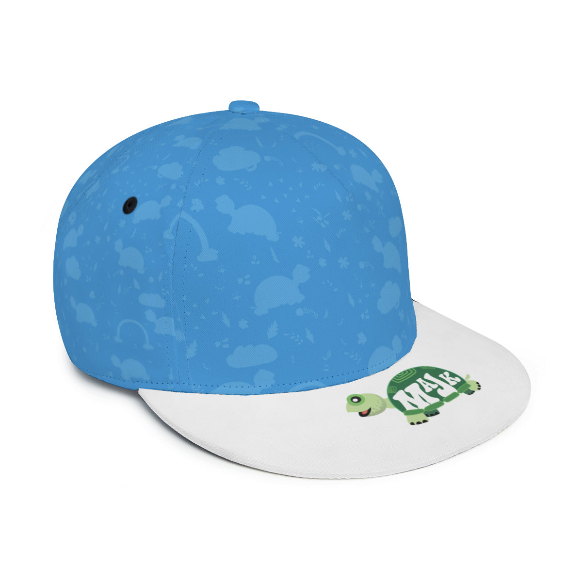 Full width flat visor brim hat "Happy Day MaJk Logo"