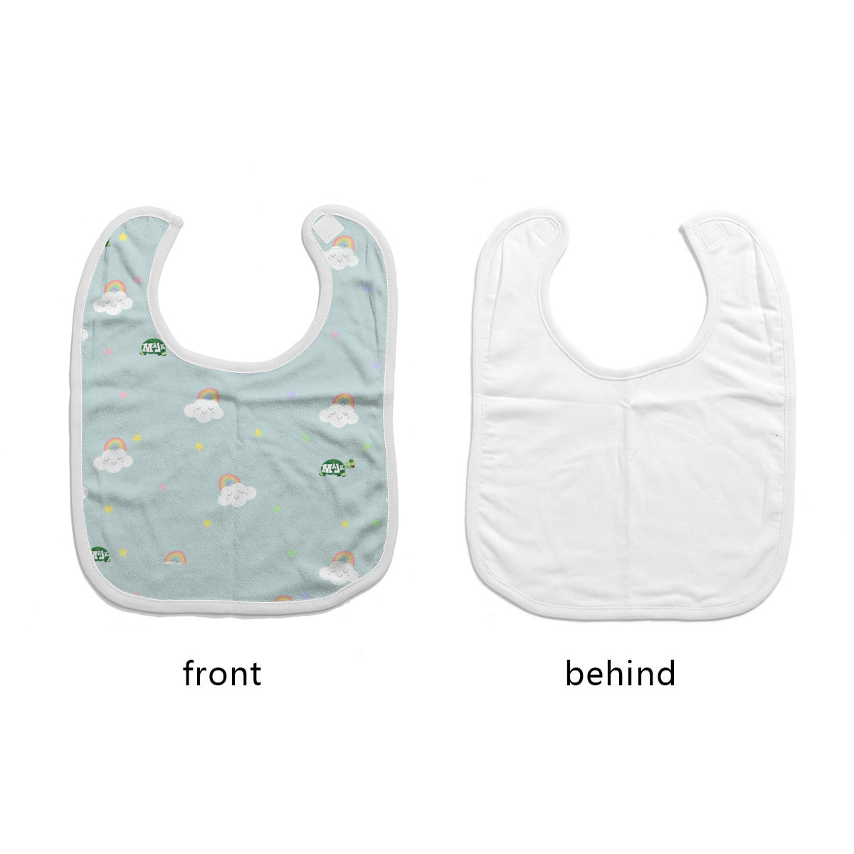 Cotton Baby Bib/Drooling towel "Rainbow's and Smiles" (Aqua)