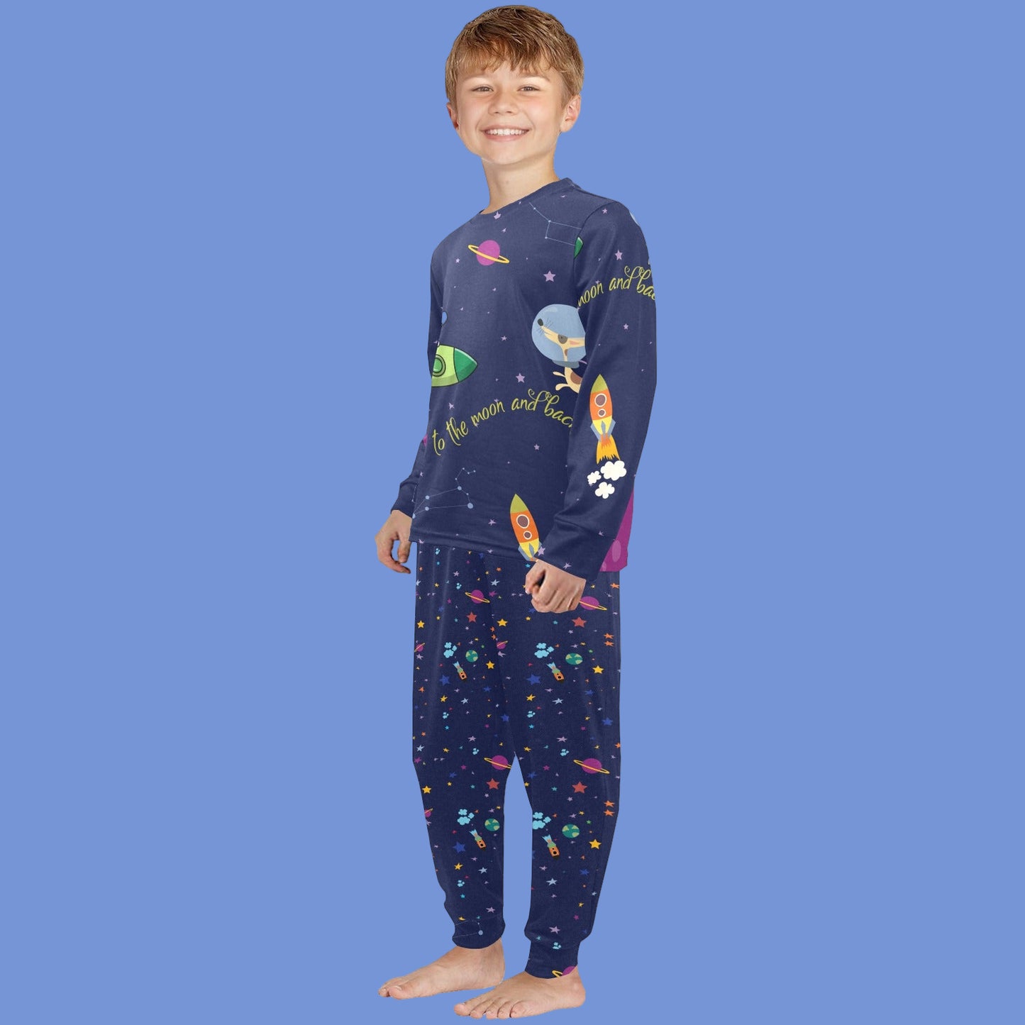 Little Boys' Crew Neck Long Pajama Set "Love You to the Moon & Back"
