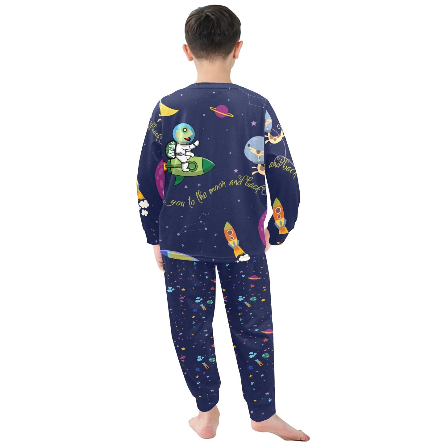 Little Boys' Crew Neck Long Pajama Set "Love You to the Moon & Back"