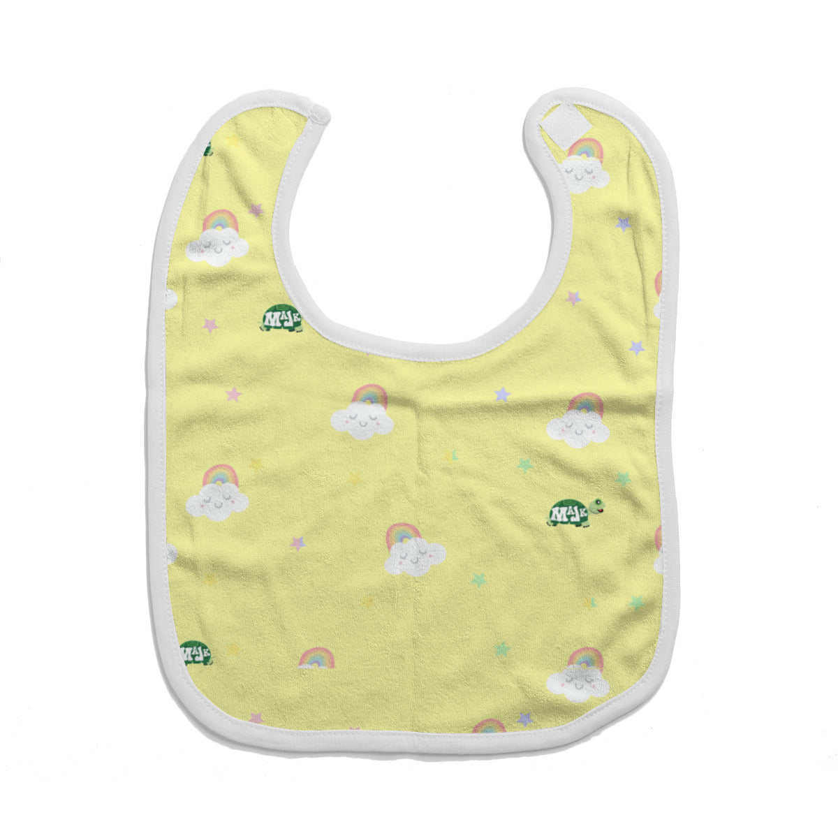 Cotton baby bib/ drooling Towel "Rainbow's & Smiles" (yellow)