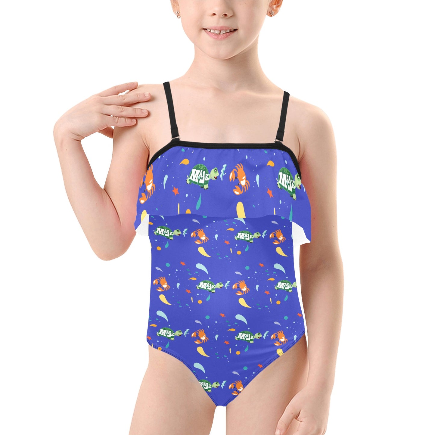 Girl's One-piece/Spaghetti Strap/ Ruffle Swimsuit "Surfs Up"