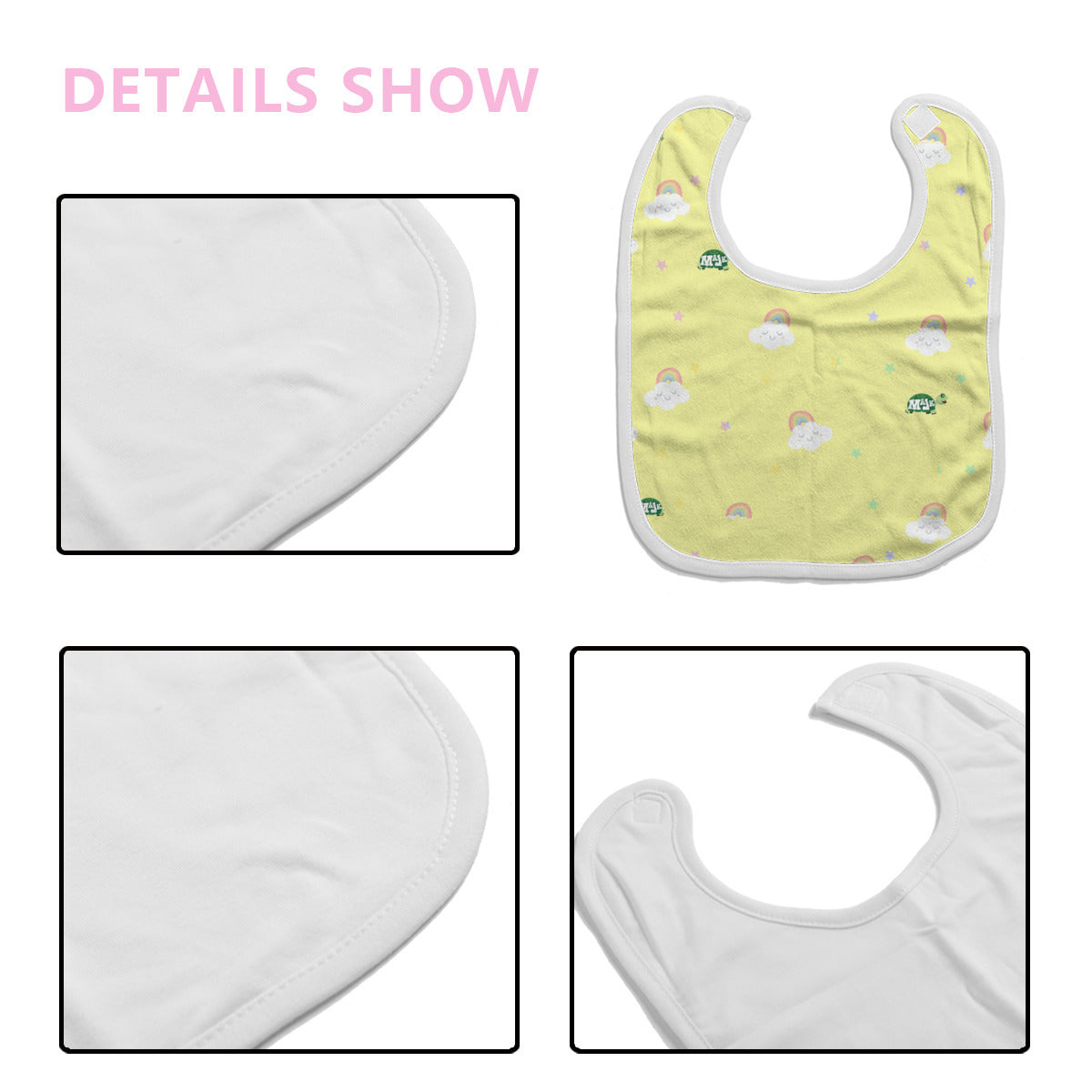 Cotton baby bib/ drooling Towel "Rainbow's & Smiles" (yellow)