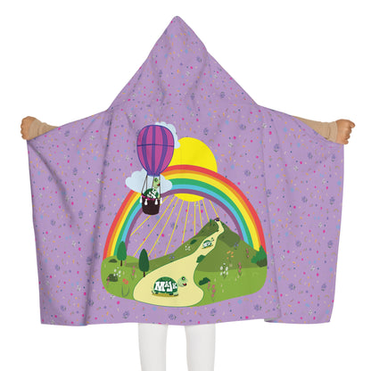 Kid's Hooded Towel- Turtle's Fly Over the Rainbow (Lavender)