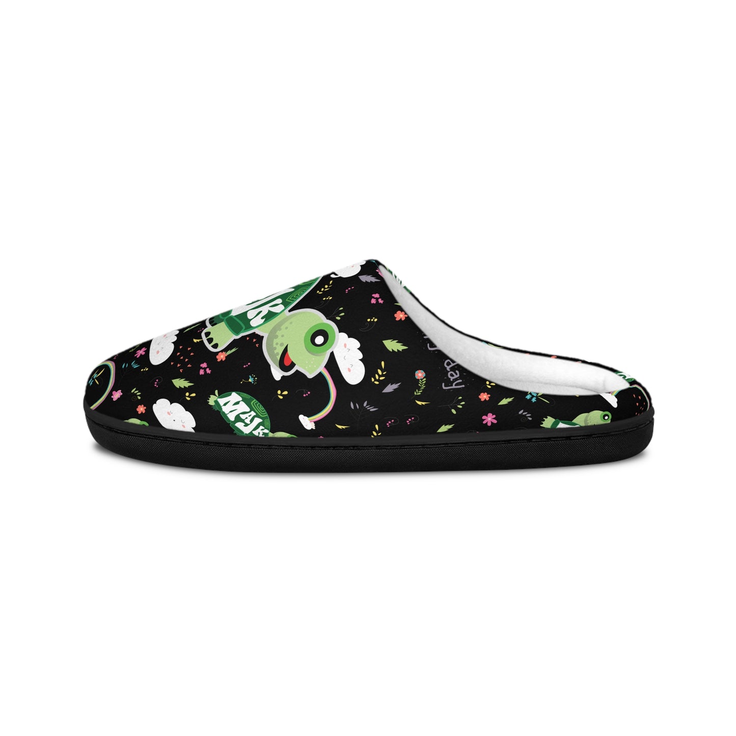 Men's Indoor Slippers, Happy Days Collection (Black)