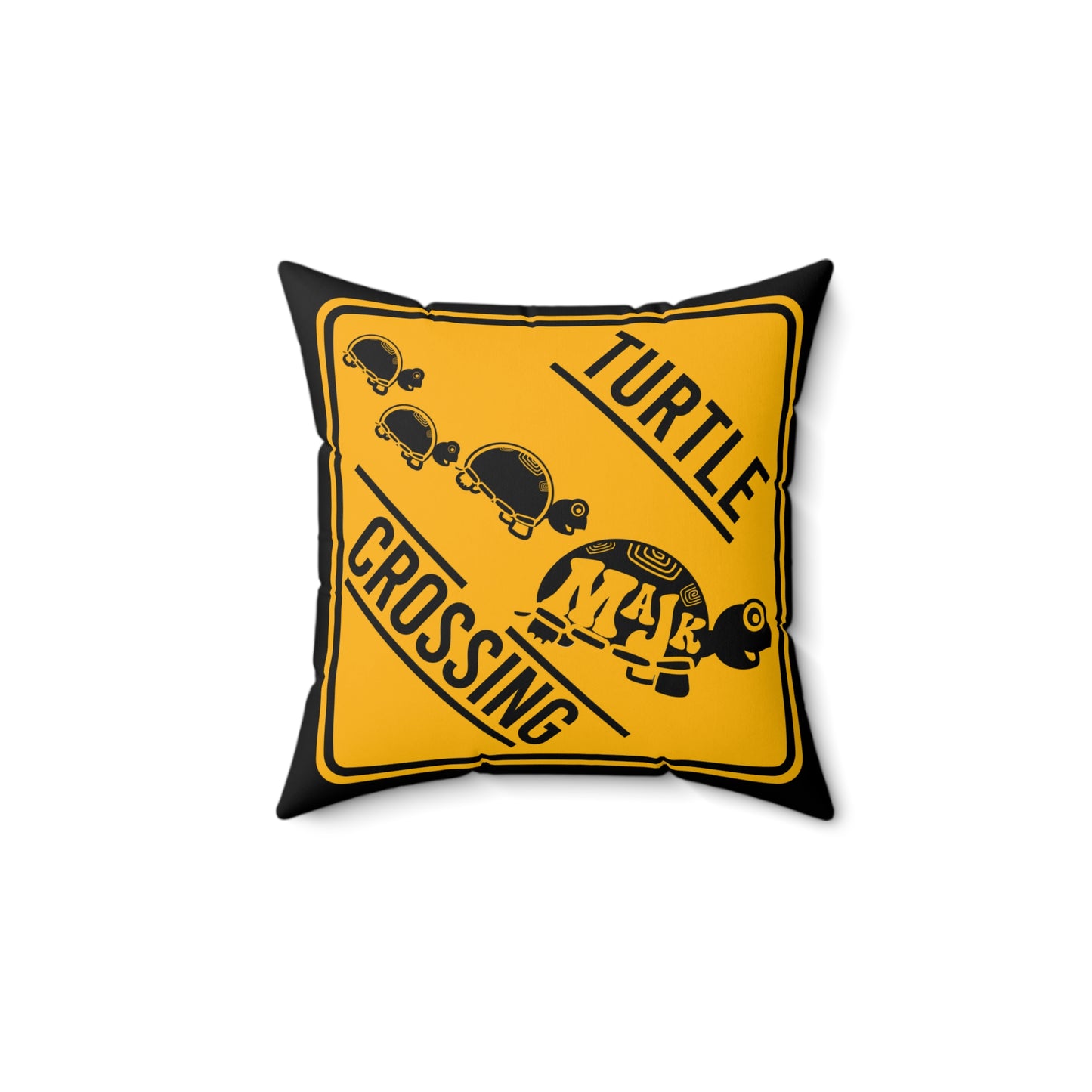 Square Throw Pillow- "Use turtle Caution" 14in x 14 in
