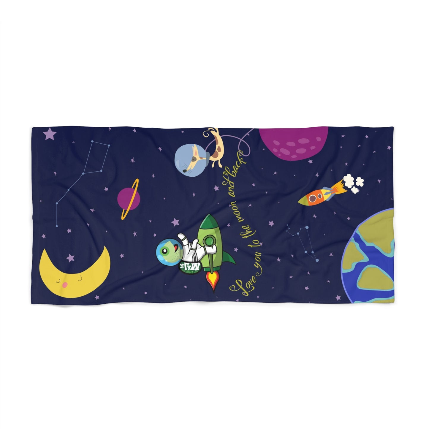 30in x 60in Kids Beach Towel  "Love You to The Moon and Back"