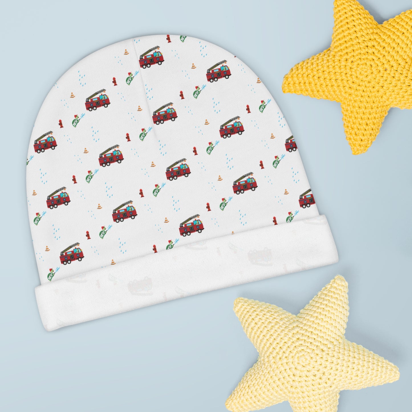 Baby Beanie — Fire truck themed