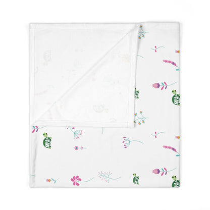 Baby Swaddle Blanket - "Baby in Bloom" (white)