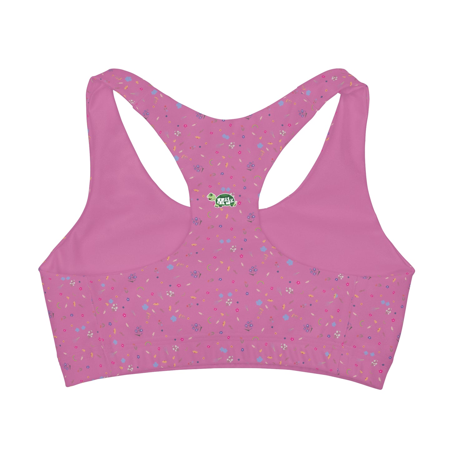 Girls' Double Lined Seamless Sports Bra- Over the Rainbow" flower pattern (Pink)