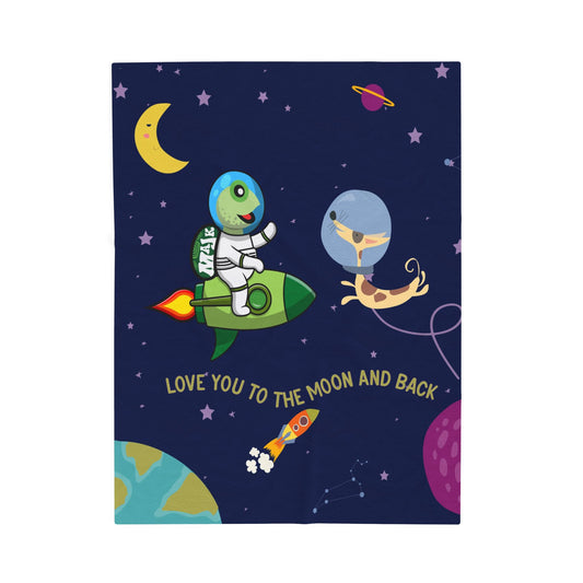 Velveteen Plush Blanket, "Love You to the Moon and Back" Throw