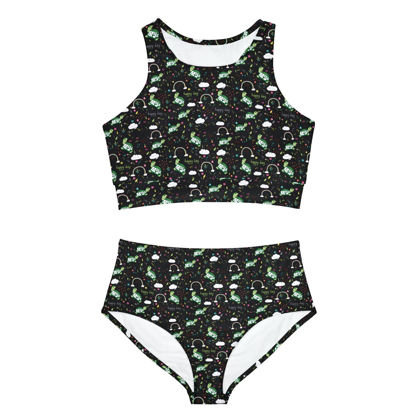 Youth/ Women's Sporty 2 piece Bikini swim suit "Happy Days"