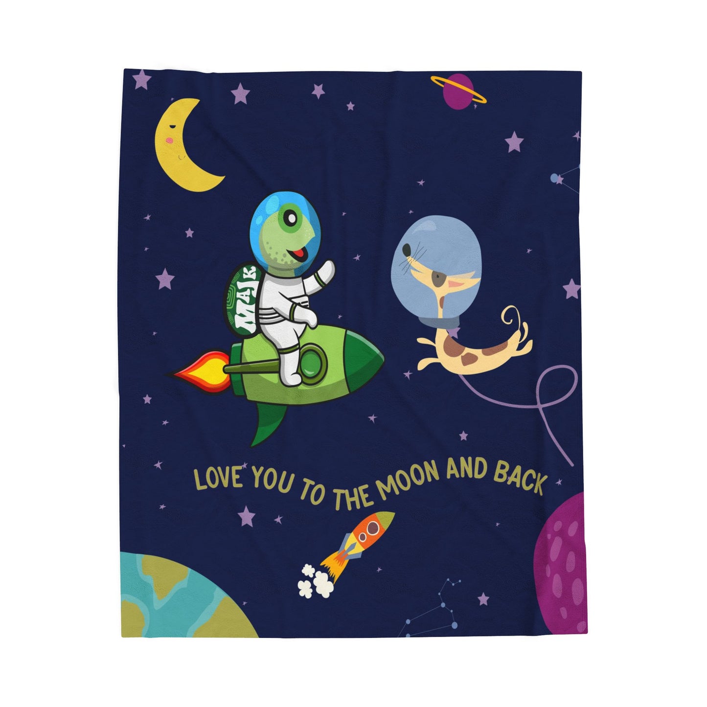 Velveteen Plush Blanket, "Love You to the Moon and Back" Throw
