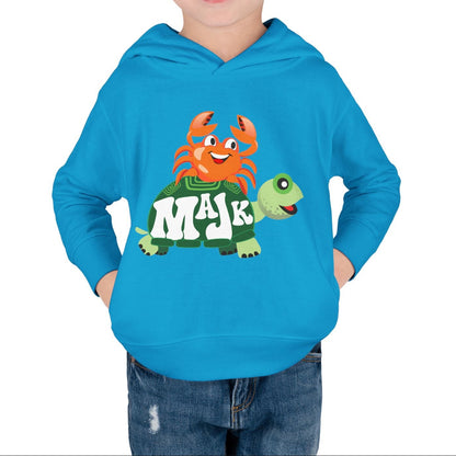 Toddler (2T-5/6T) Fleece Hoodie, MAJK Turtle and Crabbie Crab Best Friends Pullover Sweatshirt