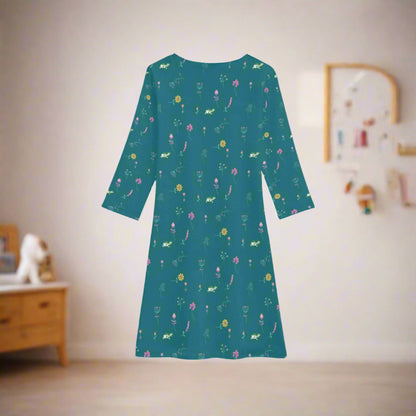 Female fll dress wih playful pattern