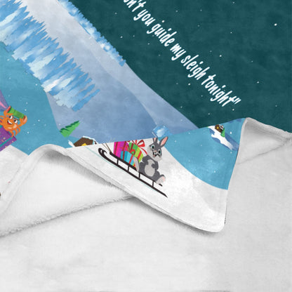 Large Plush Blanket "Guide My Sleigh Tonight"
