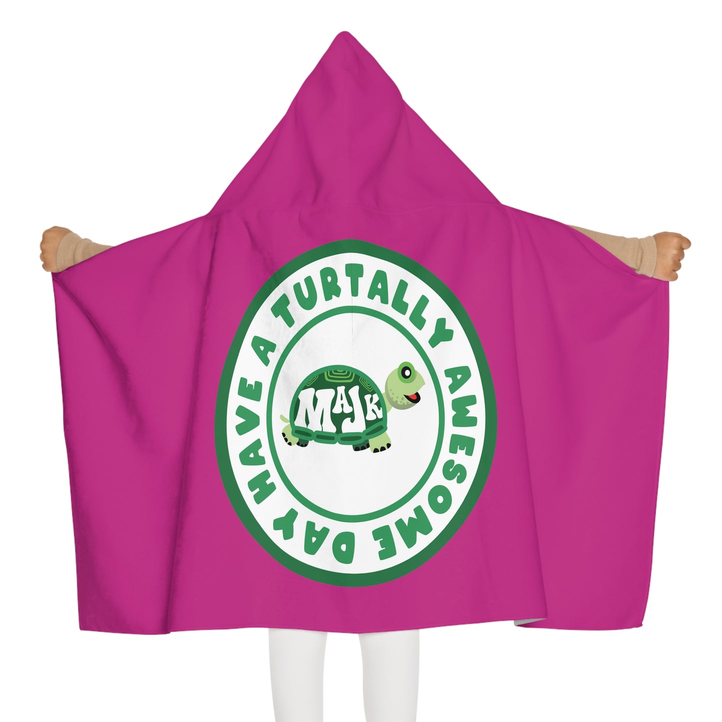 Kid's Hooded Towel- "Have a Turtally Awesome Day" ( Fuchsia)