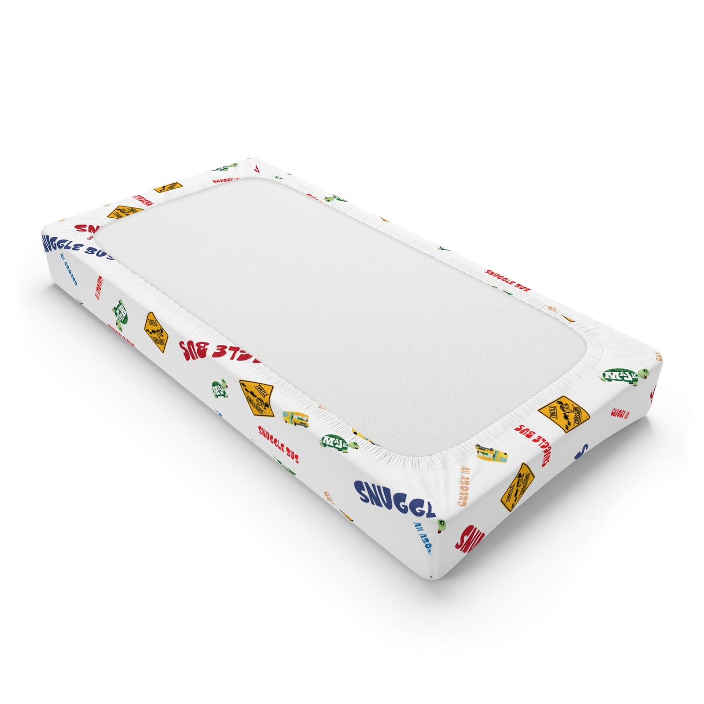 Baby Changing Pad Cover "Snuggle Bus" Collection -Signs (White)