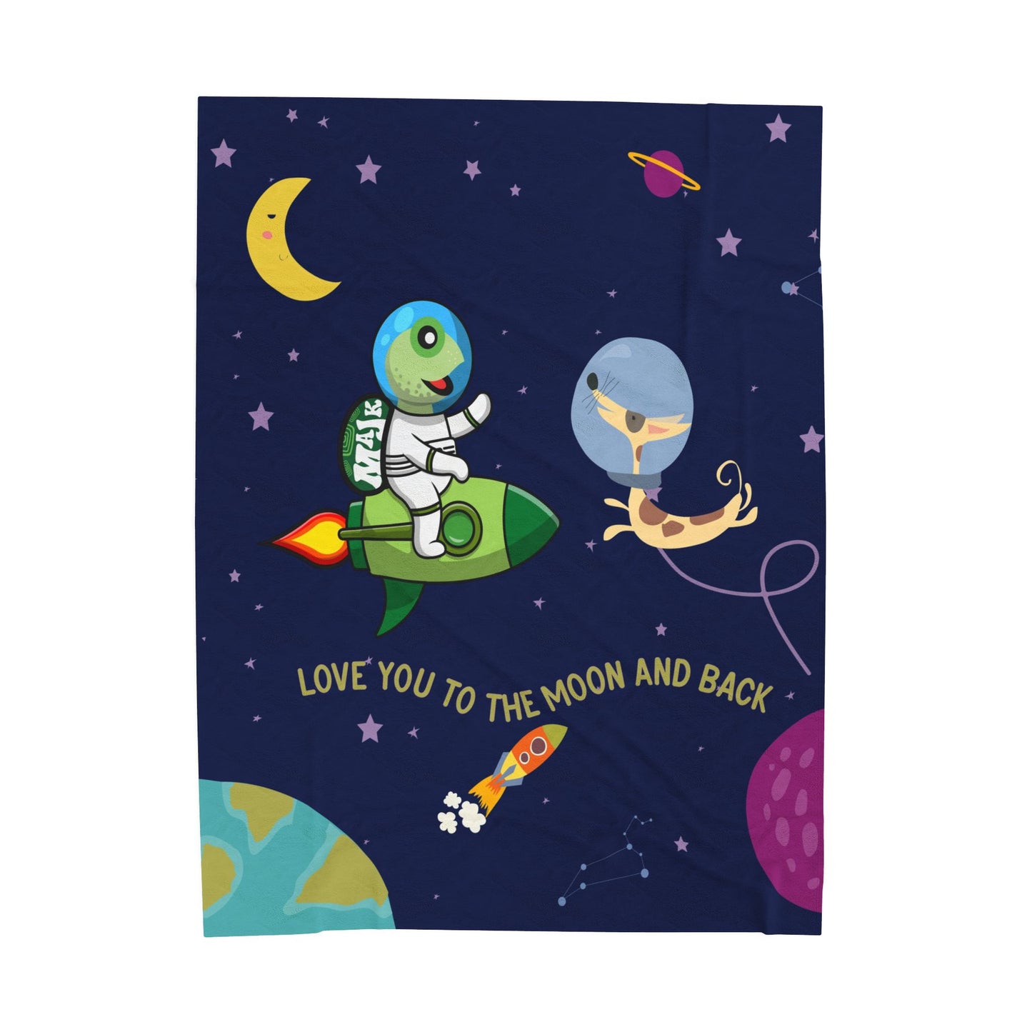 Velveteen Plush Blanket, "Love You to the Moon and Back" Throw