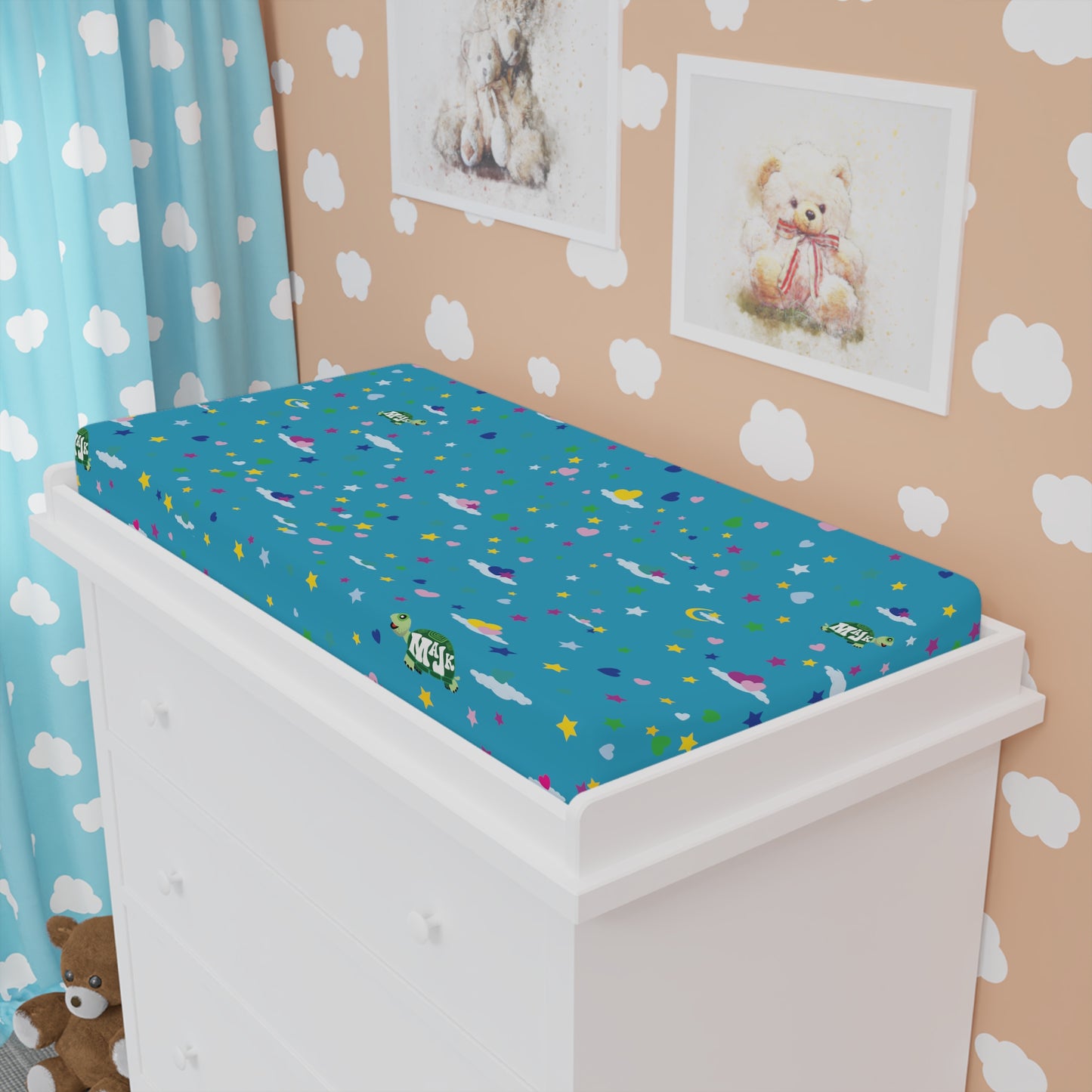 Baby Changing Pad Cover "Sweet Dreams Little One" Collection (Teal)