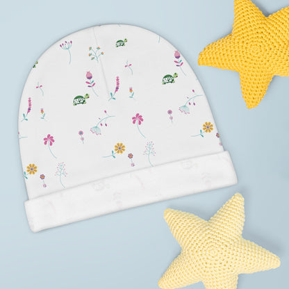 Baby Beanie- "Baby in Bloom" (White)