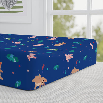 Baby Changing Pad Cover "Snuggle Bus Collection" Animals (Royal Blue)