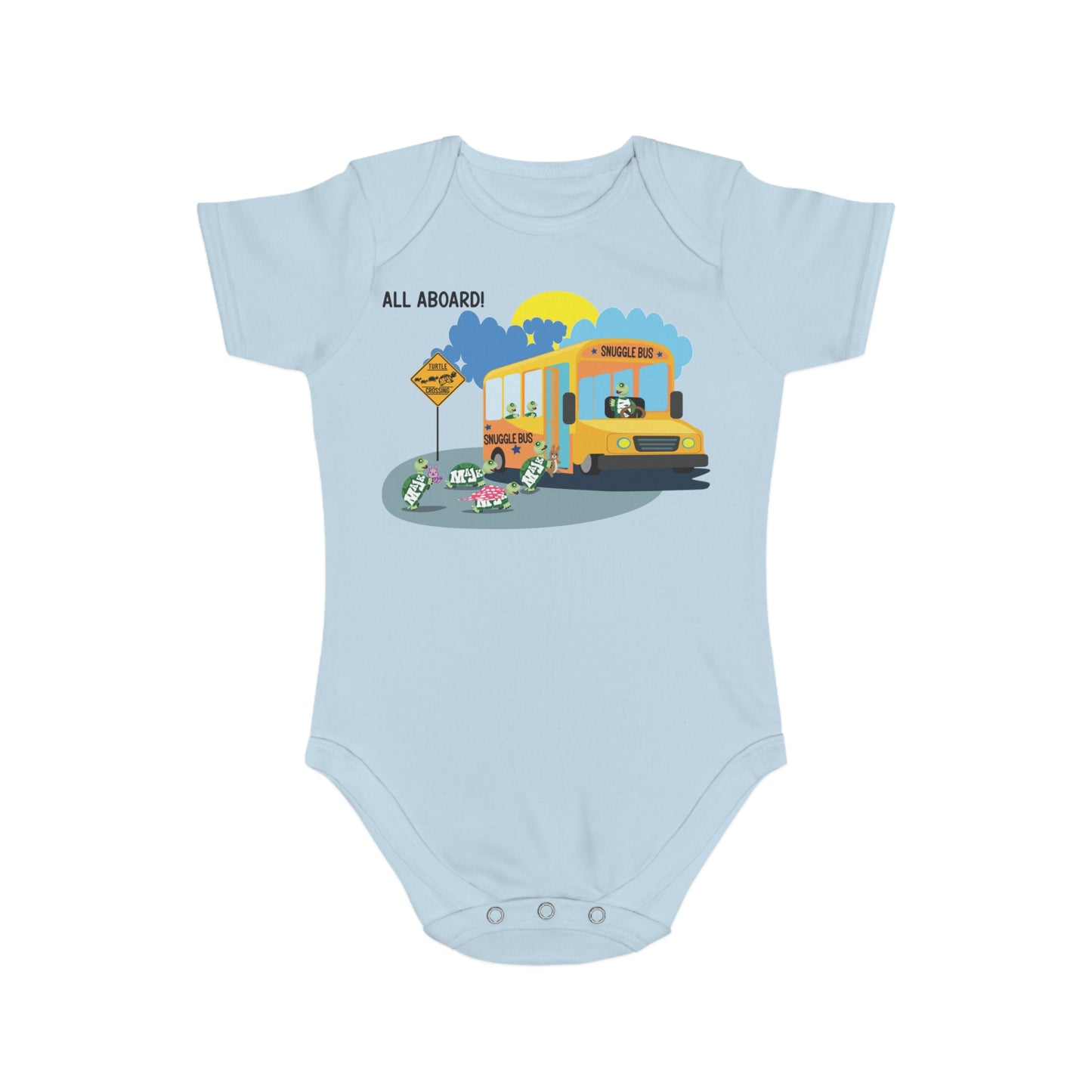 Short Sleeve Baby Bodysuit "Snuggle Bus" Collection (100% Cotton)