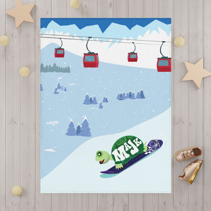 Receiving Soft Fleece Blanket - "The Mountains are Calling" snowboard theme