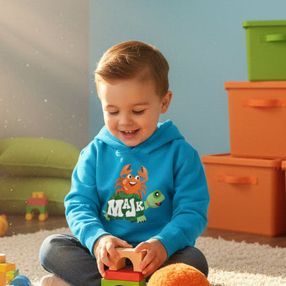 Toddler (2T-5/6T) Fleece Hoodie, MAJK Turtle and Crabbie Crab Best Friends Pullover Sweatshirt