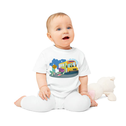 Baby T-Shirt, All Aboard the Snuggle Bus w/ unilateral shoulder snaps