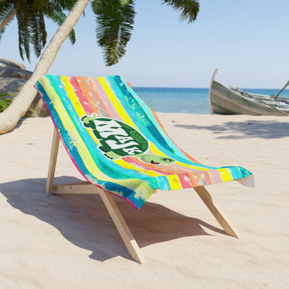 Beach Towel of Pastel stripes "MaJk Turtle Collection"