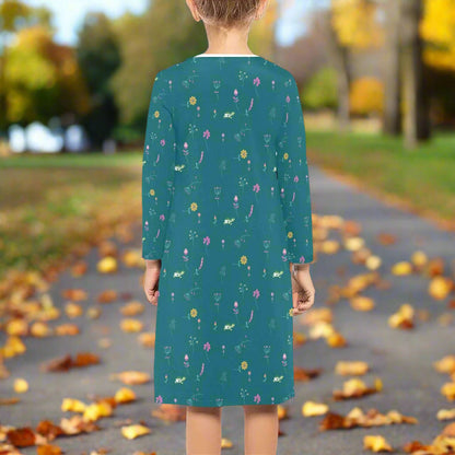 Back view of long sleeve female fall dress