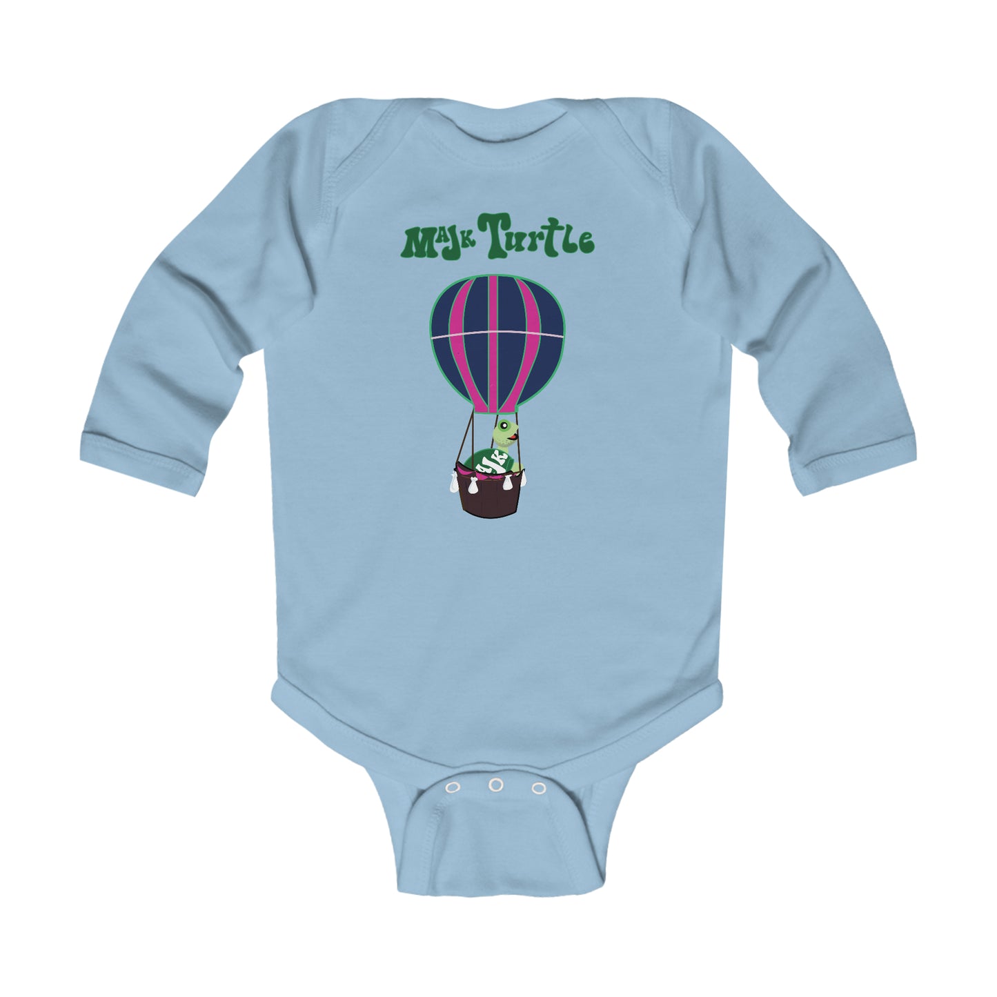 Infant Long Sleeve Bodysuit, Turtle's Fly Over the Rainbow Collection
