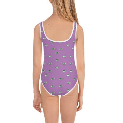 All-Over Print Girl's One-piece Swimsuit "MaJK Turtle Purple"