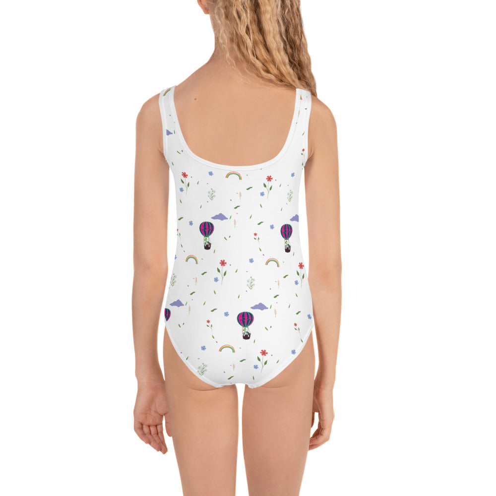 All-Over Print Girl's One-piece Swimsuit "Turtle's and Hot air balloons"