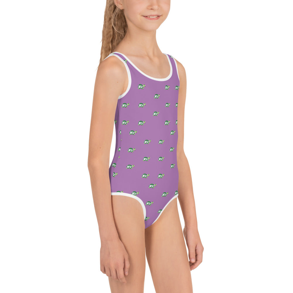 All-Over Print Girl's One-piece Swimsuit "MaJK Turtle Purple"