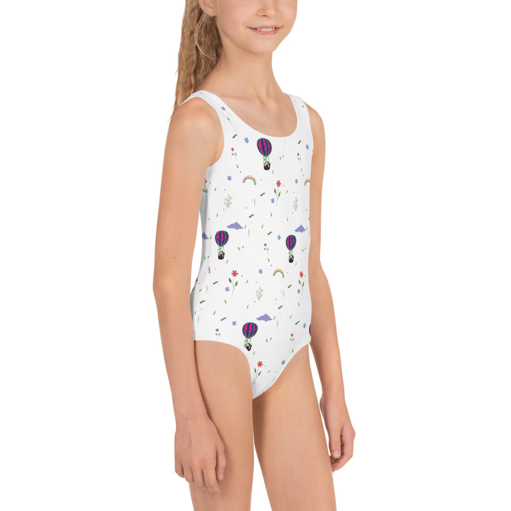 All-Over Print Girl's One-piece Swimsuit "Turtle's and Hot air balloons"