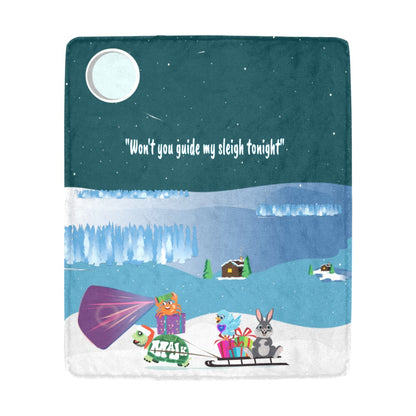 Large Plush Blanket "Guide My Sleigh Tonight"