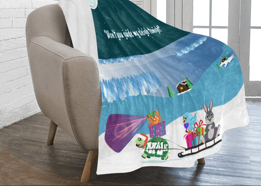 Large Plush Blanket "Guide My Sleigh Tonight"