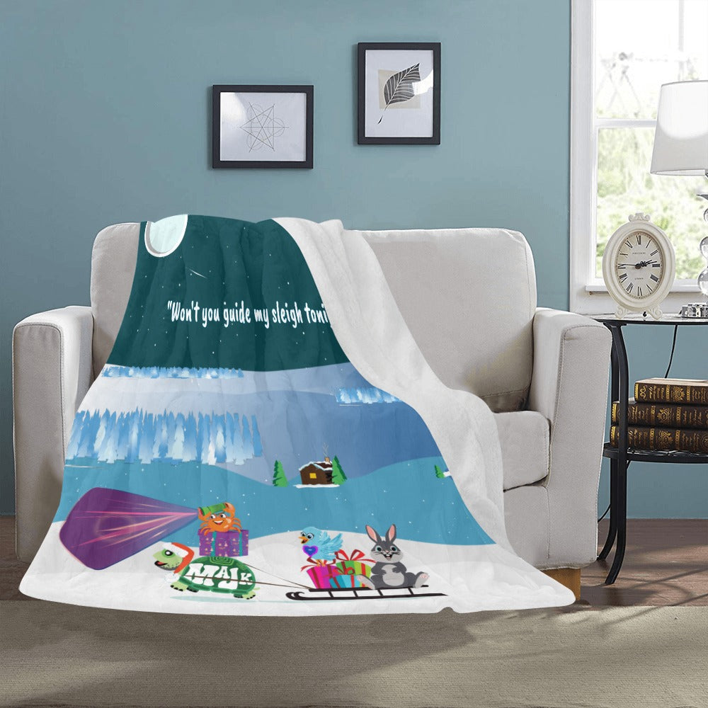 Large Plush Blanket "Guide My Sleigh Tonight"
