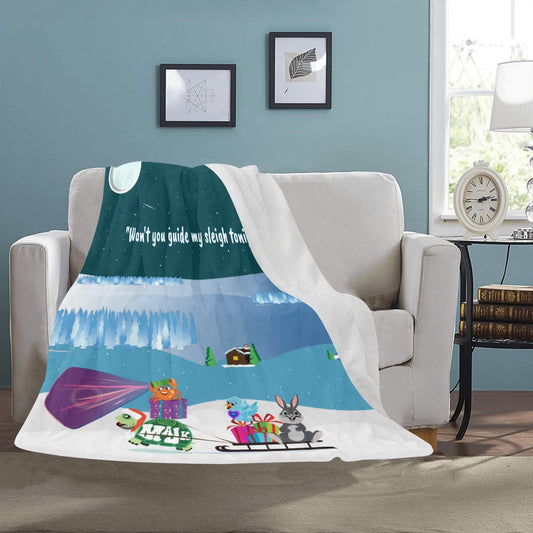 Large Plush Blanket "Guide My Sleigh Tonight"