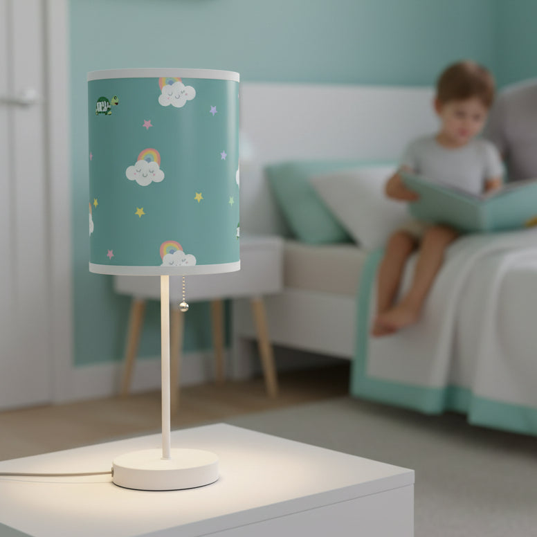 Lamp on a Stand, US/CA "Rainbows and Smiles" (Aqua)