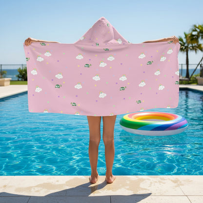 Kid's Hooded Towel- "Smiles and Rainbows" (Ballerina pink)