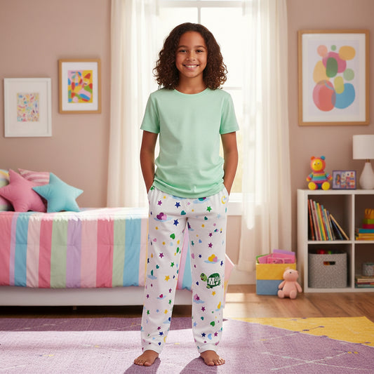 Girl's Pajama Pants, White, "Sweet Dreams"