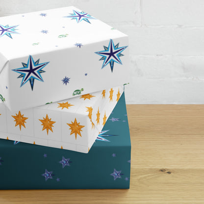 Designer Wrapping Paper Sheets "Turtally Starry Night"