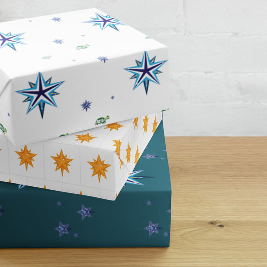 Designer Wrapping Paper Sheets "Turtally Starry Night"
