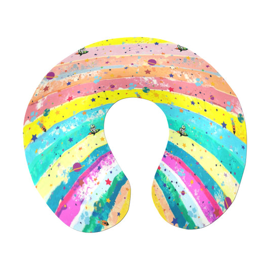 U-Shaped Travel Neck Pillow "Pastels striped Water color"
