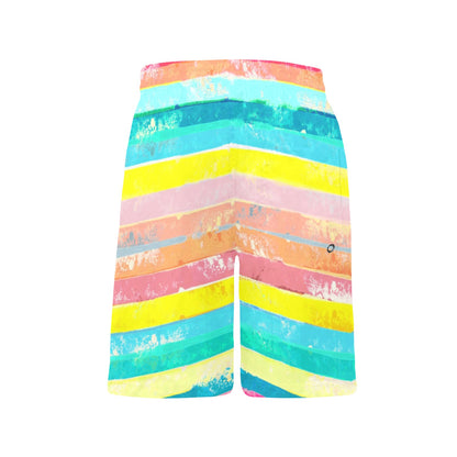 All Over Print Boys Beach Shorts "Watercolor stripes"